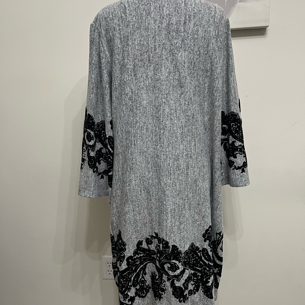 Tacera ladies gray with black lace pullover dress XL - Picture 4 of 7